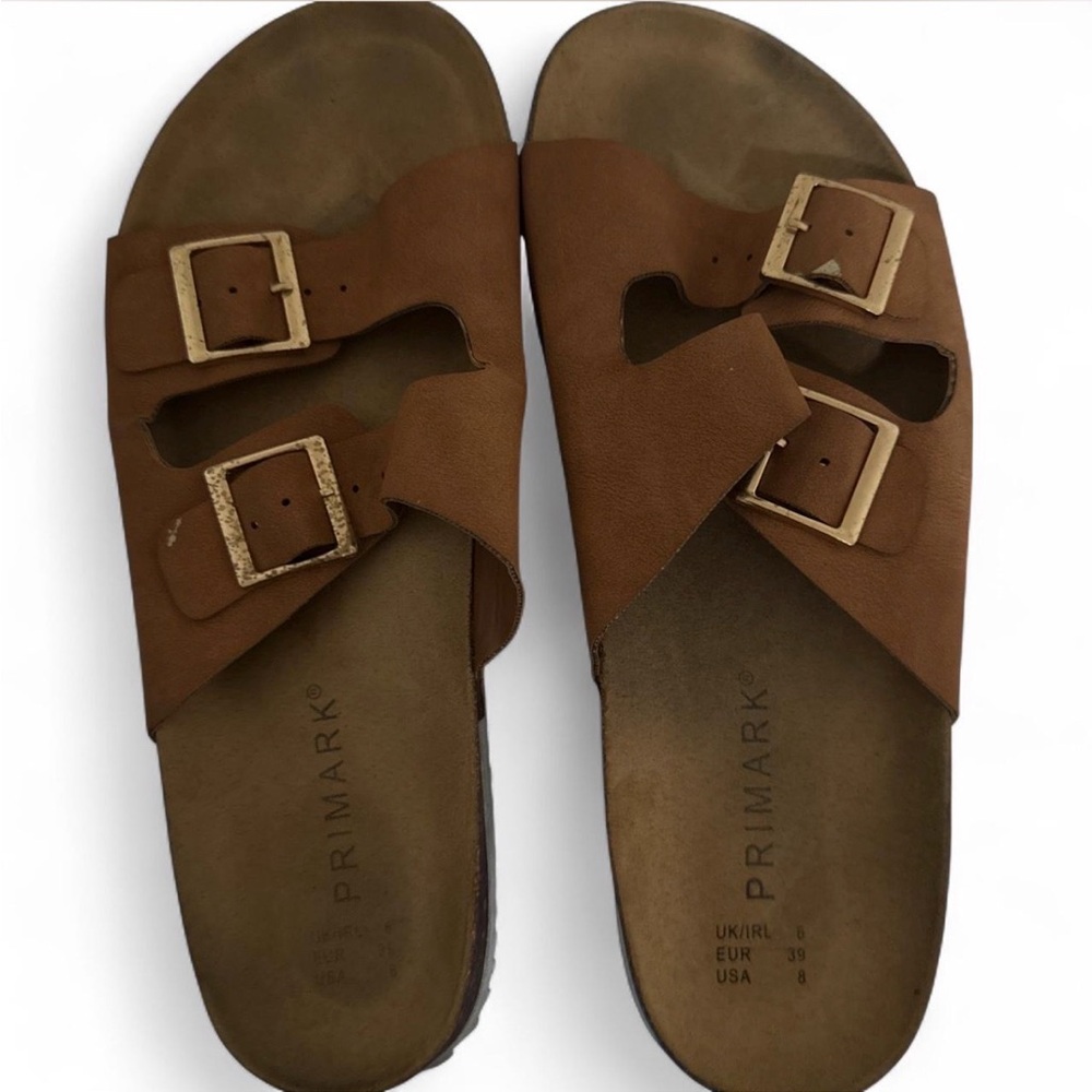 Primark Brown Double Buckle Women's Slide Sandals